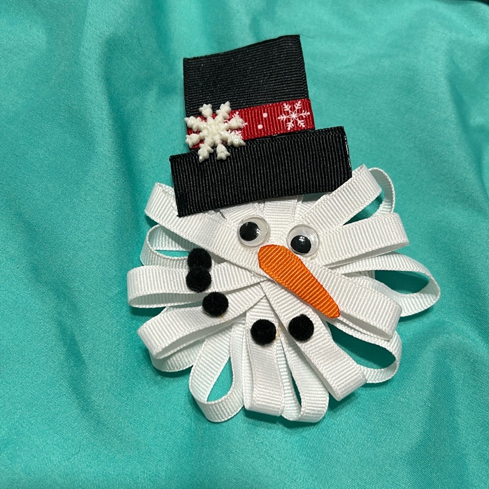Handmade Snowman Hair Bow